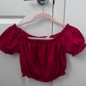 H&M Red Off-Shoulder Crop Top